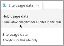 Choose to see the cumulative hub usage data for all sites within the hub or solely the usage data of the hub site itself.