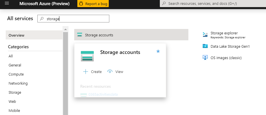 Figure 7: Storage accounts
