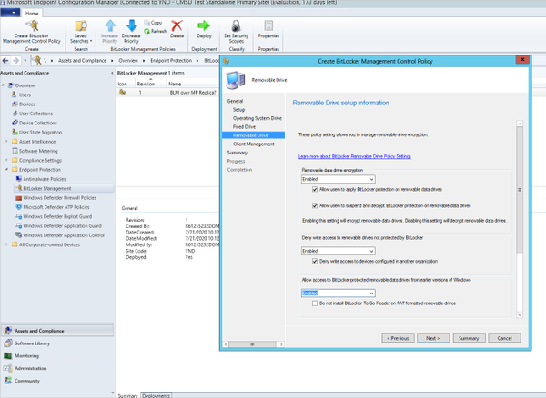 Configuring BitLocker Management Control Policy settings for removable system drives