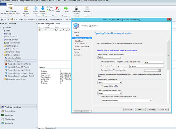 Configuring BitLocker Management Control Policy settings for OS drives