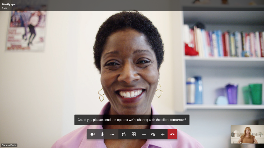 Microsoft Teams video meeting featuring live captioning