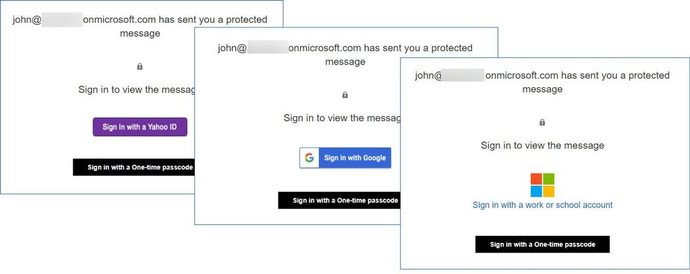 Figure 13: OME authentication page for different types of identity.