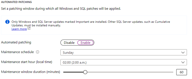 Patch your Azure SQL VM using scheduled windows