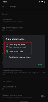 Fig 4. Auto-update apps options