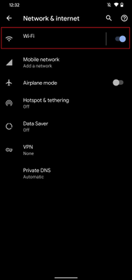 Android - Network & internet settings