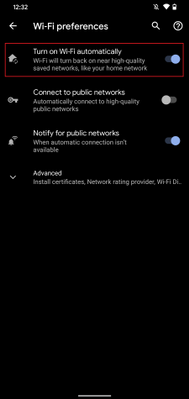 Android - Wi-Fi preferences
