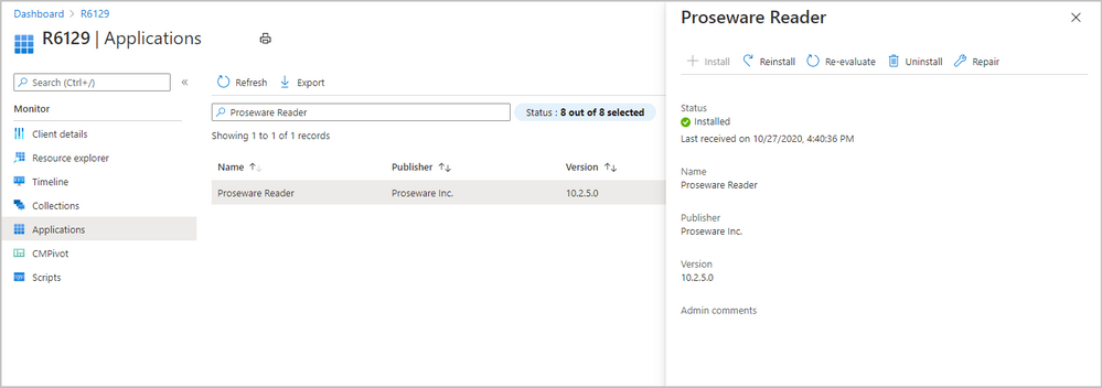 New application actions in MEM admin center with Configuration Manager Technical Preview 2010.2