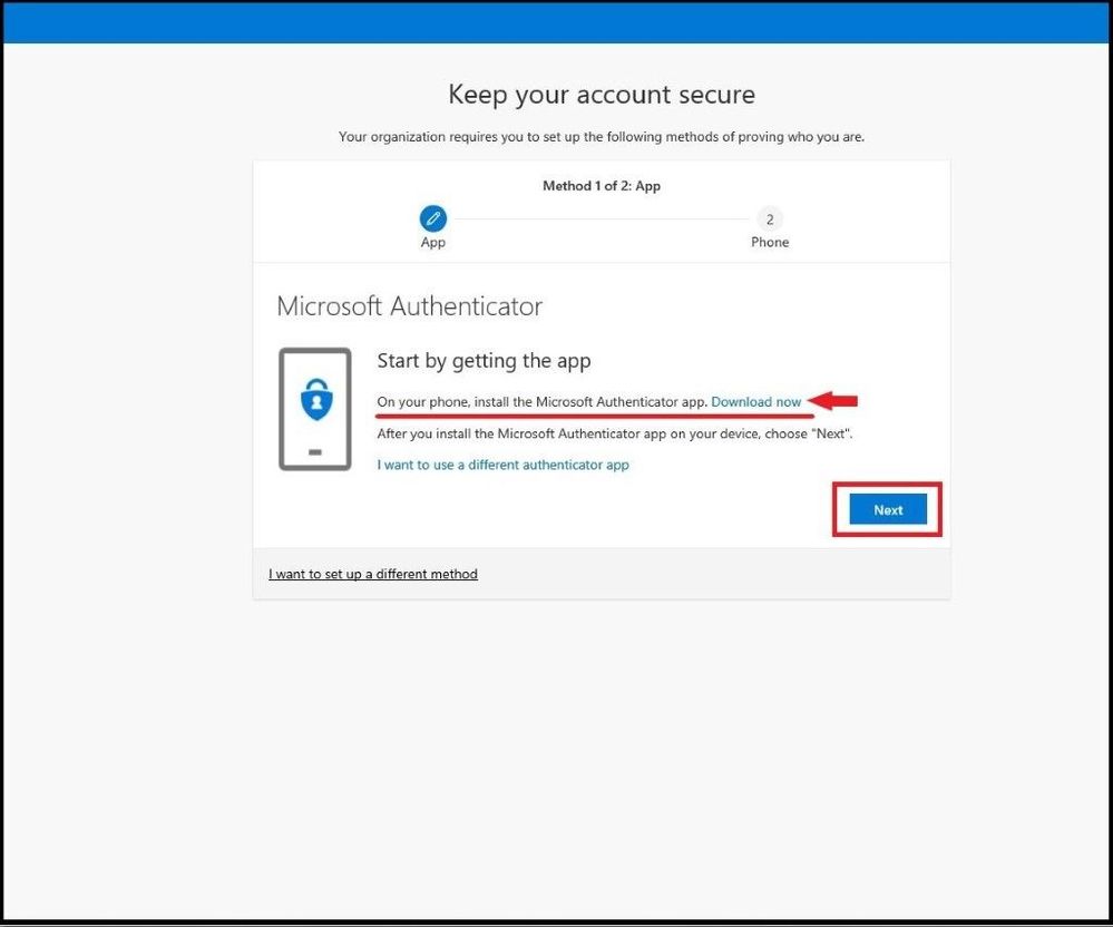 Download the Microsoft Auth App