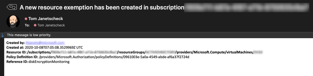 Figure 7 – example email generated from the playbook