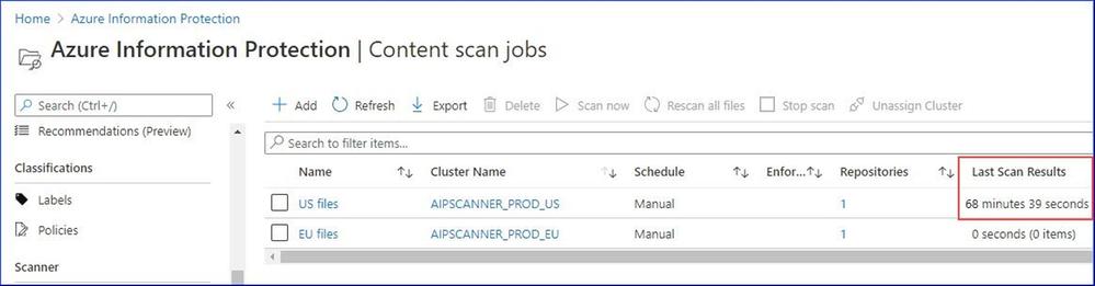 Figure 5: Sample scan duration on the content job page.