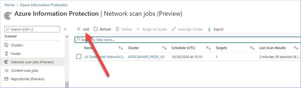 Figure 14: Adding a new network scan job.
