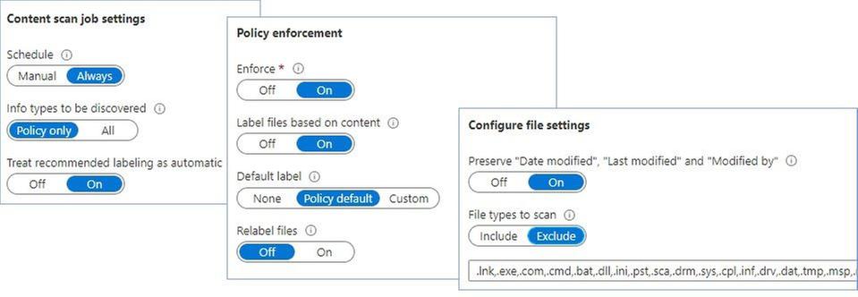 Figure 23: Configuring content scan job settings.