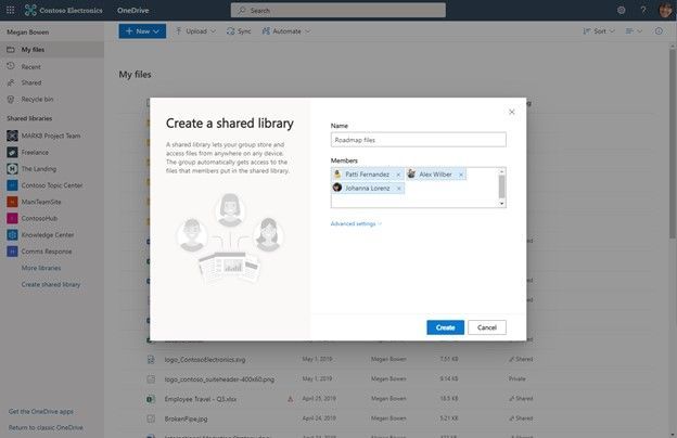 The new Create shared library experience is more streamlined within OneDrive, fewer clicks with greater clarity, while leaving the structure of the underlying team site intact.