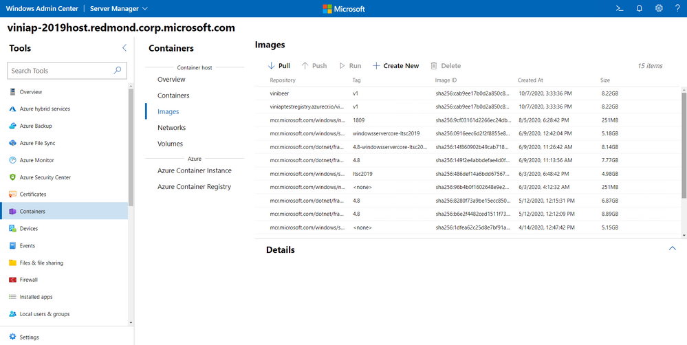 November 2020 Containers extension updates on Windows Admin Center