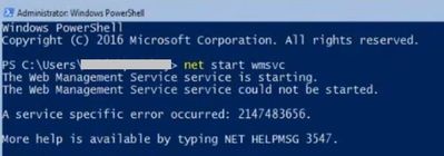 Web Management Service issue (2147483656)
