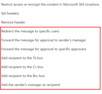 Figure 9: New DLP Actions for Email