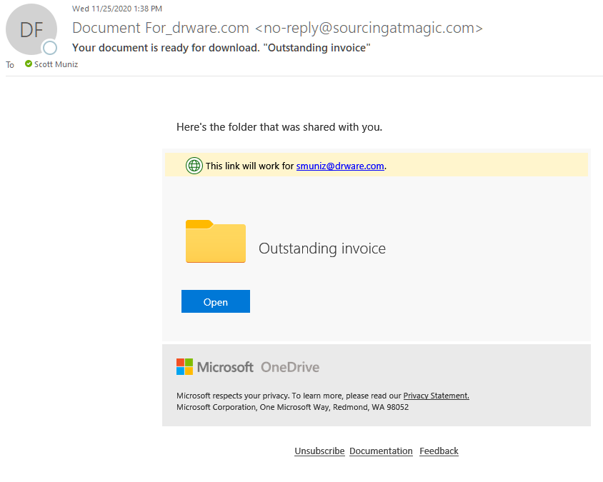 OneDrive Phishing Scam