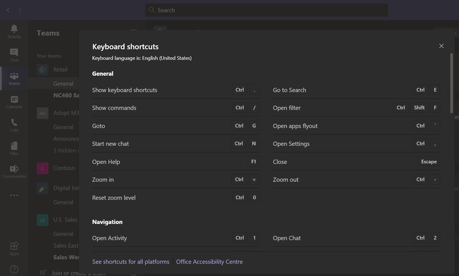 Figure 7 – Use Control + . to view keyboard shortcuts