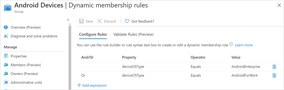 Android Dynamic membership rules