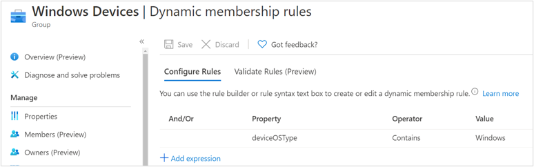 Windows Dynamic membership rules