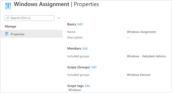 Windows Helpdesk assignment properties