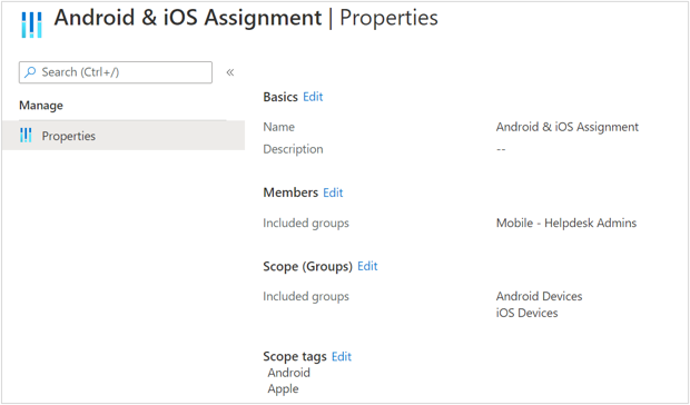 Mobile Helpdesk assignment properties