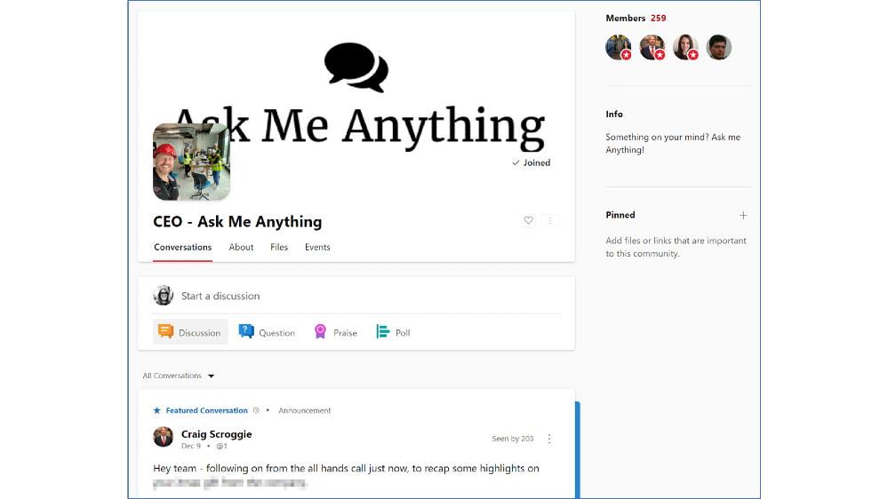 Image: NEXTDC’s ‘CEO – Ask Me Anything’ community in Yammer