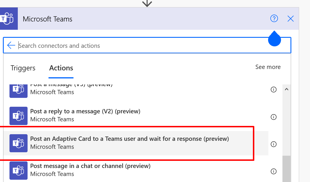 Visualize Adaptive Card for Teams user action within a Cloud Flow | Experimental Feature