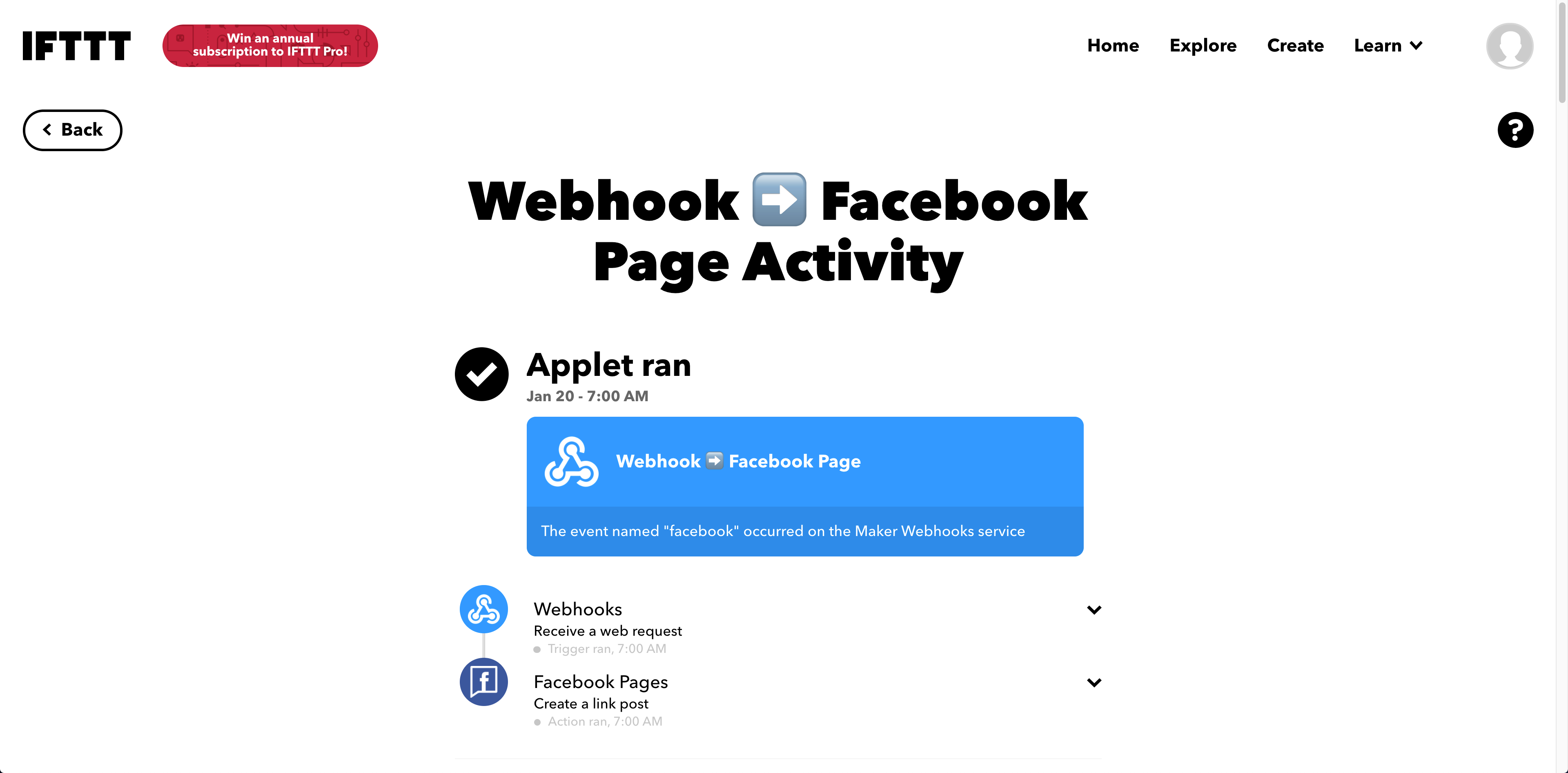 Posting Facebook on IFTTT