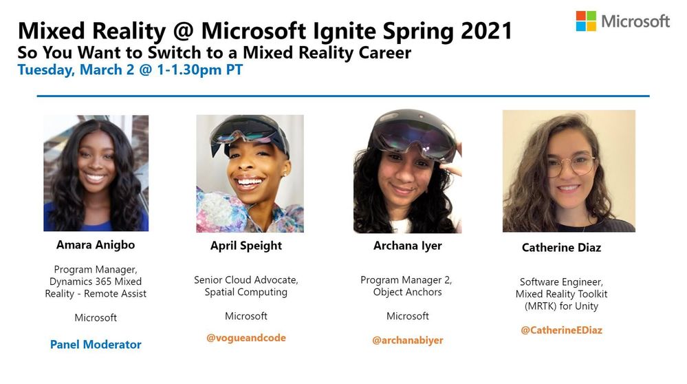 So You Want to Switch to a Mixed Reality Career Panel @ Microsoft Ignite 2021