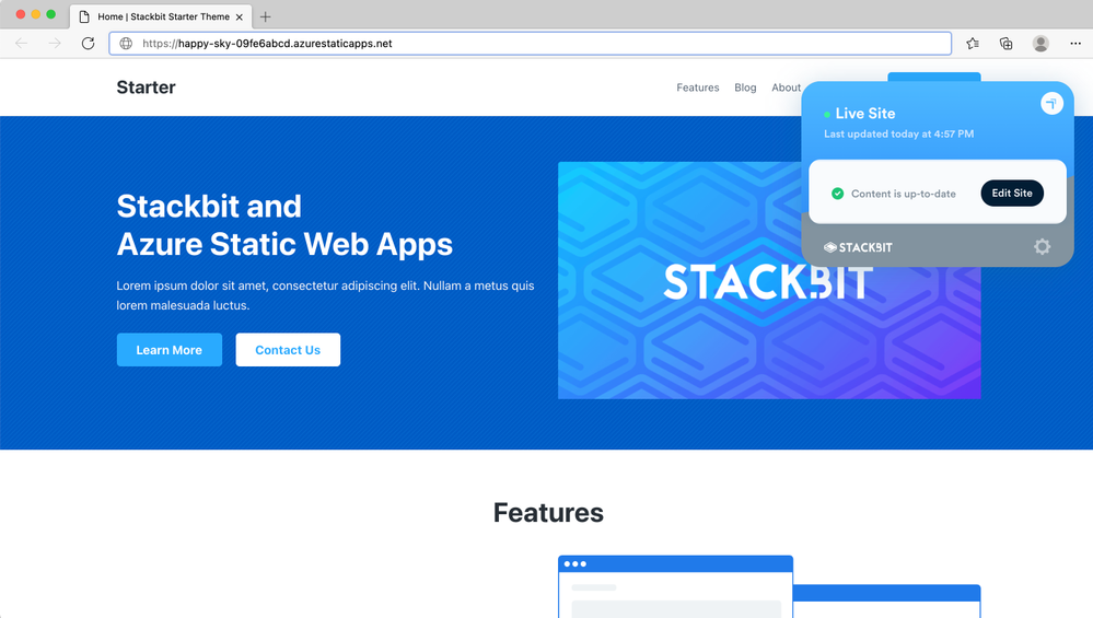 Your site is live on Azure Static Web Apps!