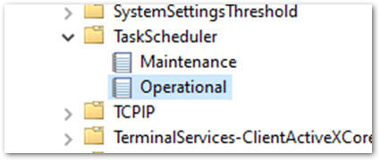 Screenshot of the TaskScheduler - Operational Logs