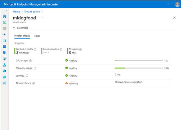 Microsoft Endpoint Manager admin center view of Tunnel performance and health metrics.png