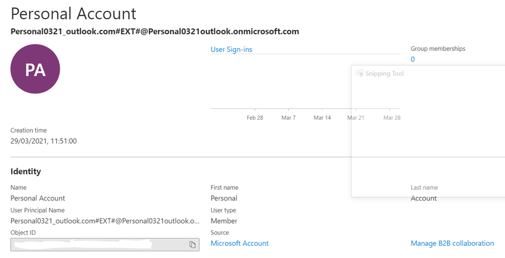 First Azure User created from a Microsoft Account