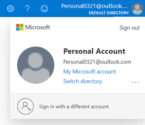 Microsoft Account signed in to access Azure