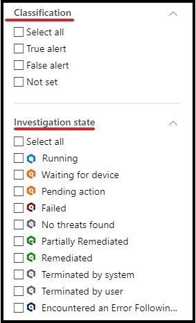 Alert Classification and Investigation State