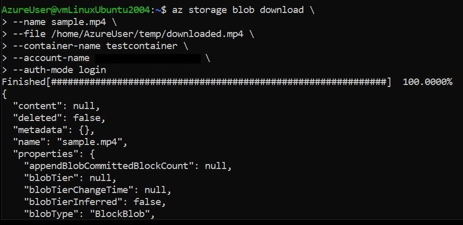 Download blob with Azure CLI