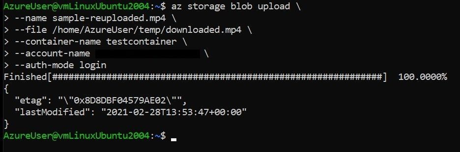 Upload blob with Azure CLI