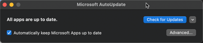 Screenshot of the Microsoft AutoUpdate (MAU) tool