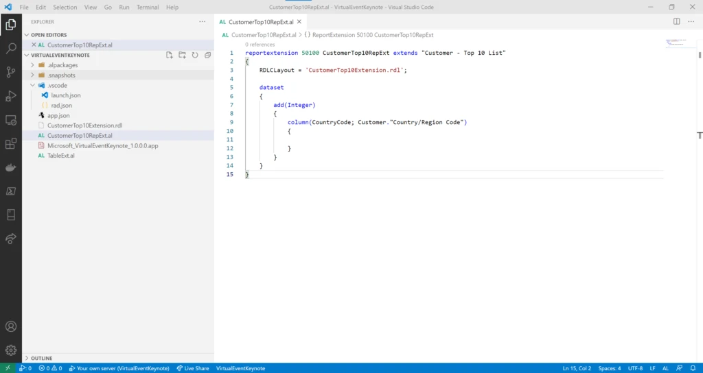 Extending reports in Business Central