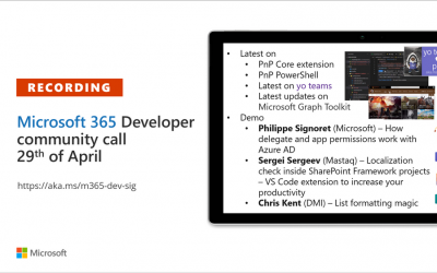 Microsoft 365 Developer Community Call recording – 29th of April, 2021