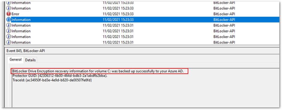 Successful back-up to Azure AD