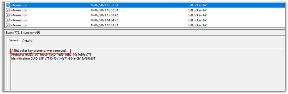 BitLocker-API event log