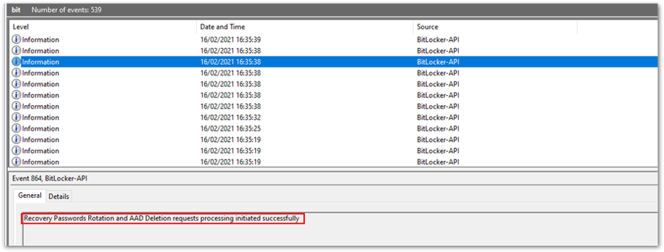 Successful recovery password rotation and Azure AD deletion request