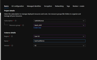 Configure a simple Azure Batch Job with Azure Data Factory