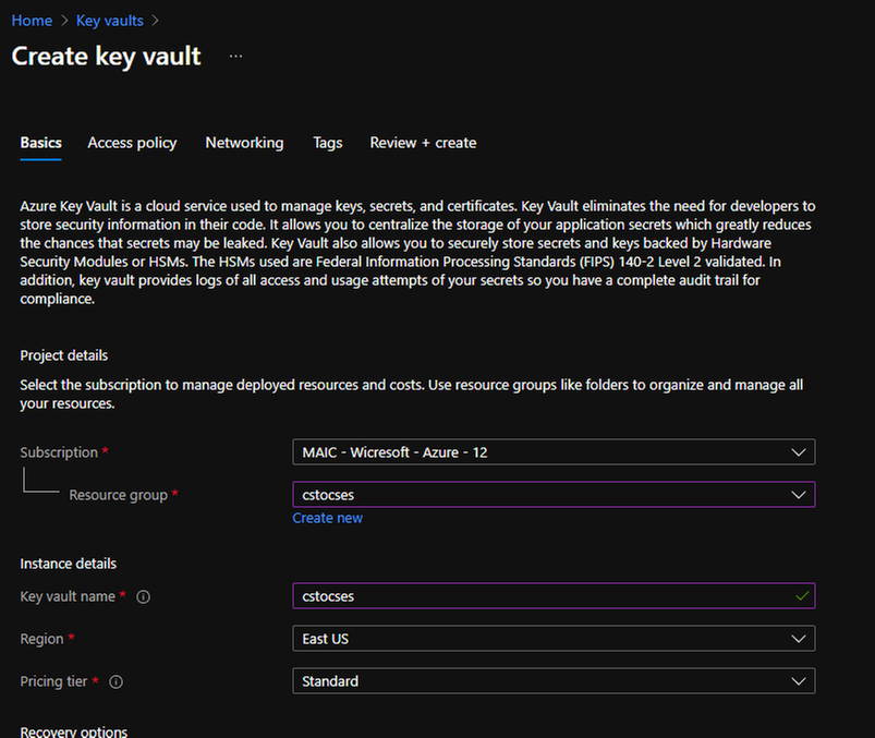 Create Key Vault 2