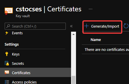Upload certificate into Key Vault 1