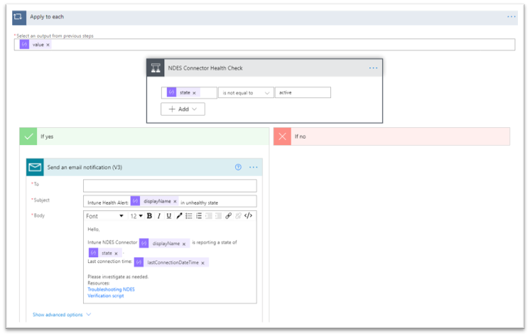 Email notification check to send a customized email notification.
