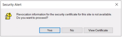 Revocation of the SSL certificate failed for AAD authentication