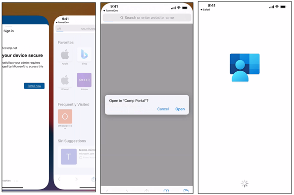 System prompt that opens the iOS/iPadOS Company Portal